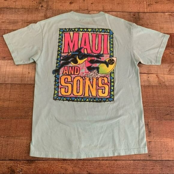 Maui and sons mens size medium short sleeve vintage graphic tee t-shirt in blue - Picture 7 of 8